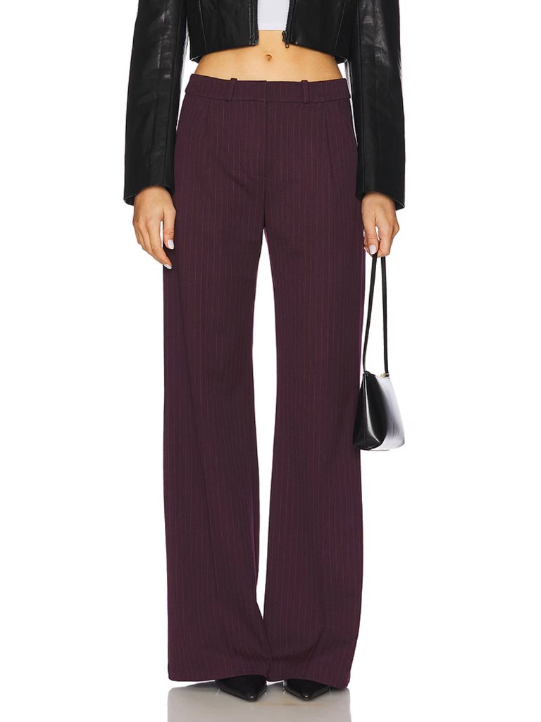 Amanda Uprichard Slater Wide-Leg Pants Twill Pinstriped Trousers Medium